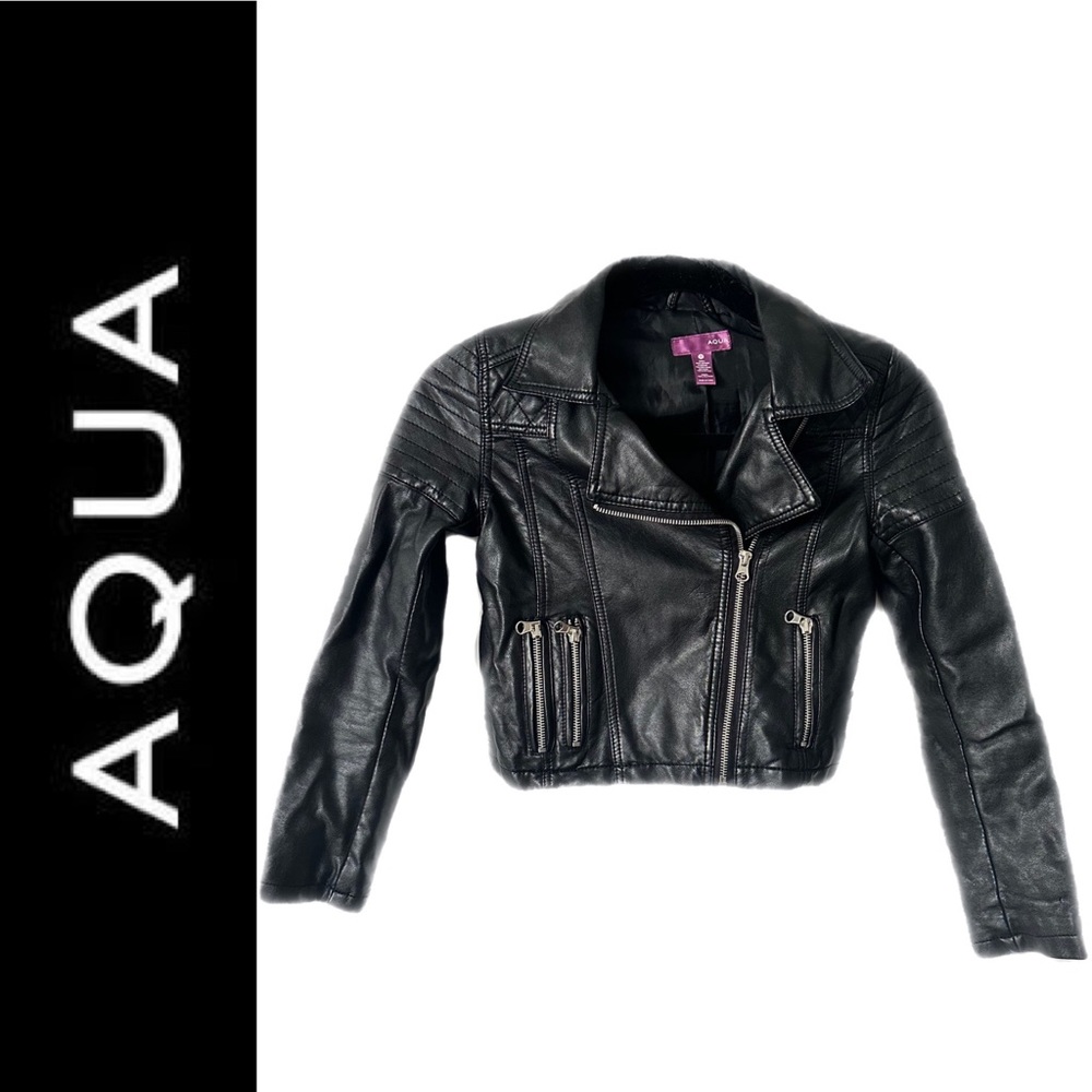 AQUA Vegan Leather Motorcycle Jacket